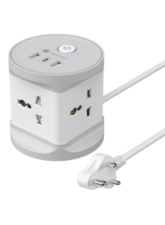 بورترونيكس Portronics Power Plate 9 Pro, 2500W 7-in-1 Desktop Charging Station with 4X Universal Sockets, 12W USB-A & Type-C Ports, Space-Saving Power Extender, 2M Cord, Power Switch, Child Proof Shutters - Image 1